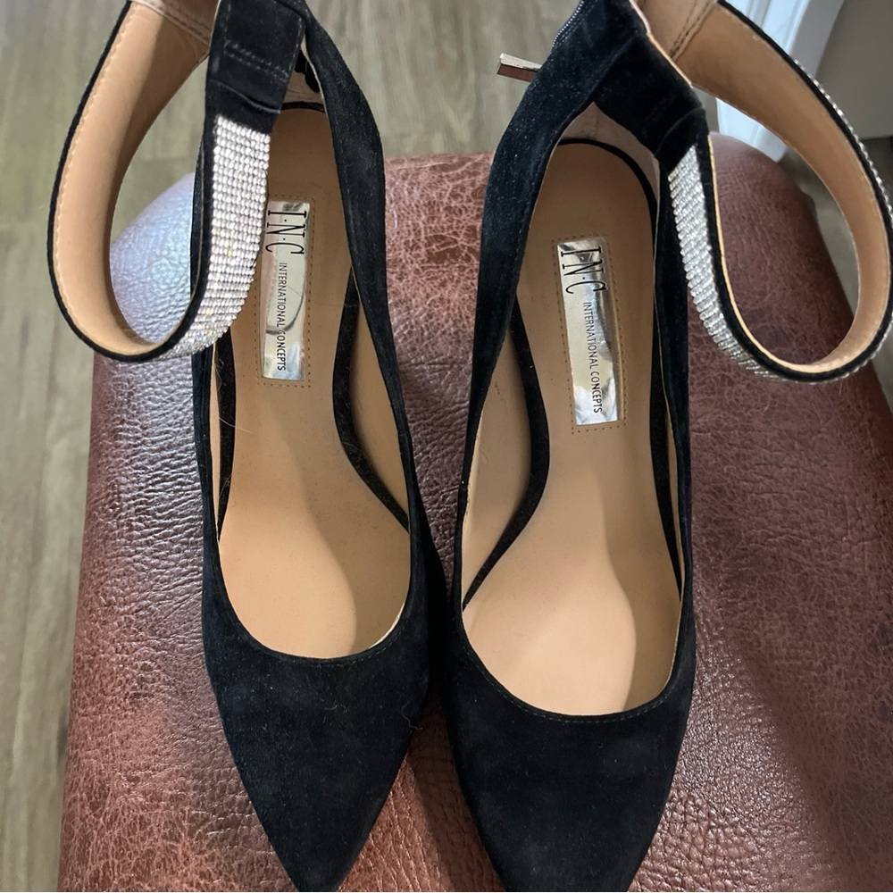 INC International Concepts Black Suede Heels